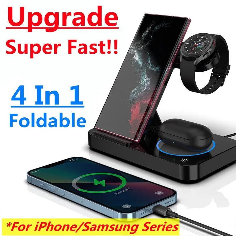 4 in 1 Schnelle Kabellose Ladestation für iPhone 13 14 15 und Apple Watch 7/6, Samsung Galaxy S21 S22 S23 S24 und Galaxy Watch Smartphone Lade Statio online kaufen günstig bestellen