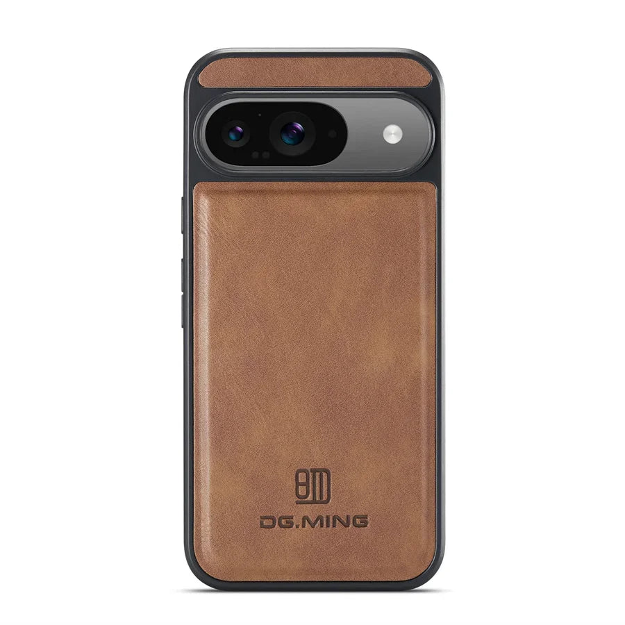 Magnetische Lederoptik-Hülle für Google Pixel 8, 9 und 10 – Farbe Braun