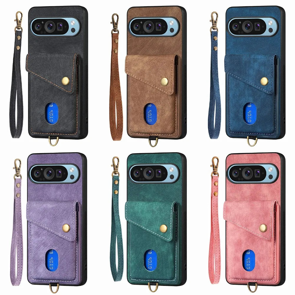 Google Pixel 9/ 9 Pro/ 9 Pro XL - Schutz Hülle Kartenfach und Armband Handy Schutz Hülle online kaufen günstig bestellen