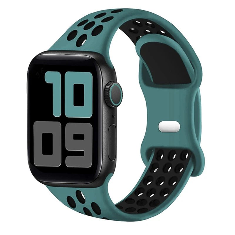 Apple Watch Modernes Sport Armband - 5 6 7 8 9 - 38 bis 45 mm, Silikon Apple Watch 5 6 7 8 9 Sport Luftlöcher ersatz armband neu trend schön online bestellen kaufen super silikon grün schwarz Smartwatch Armband online kaufen günstig bestellen