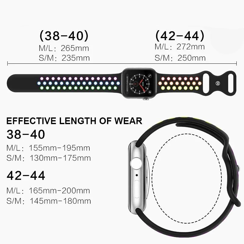Apple Watch Modernes Sport Armband - 5 6 7 8 9 - 38 bis 45 mm, Silikon Apple Watch 5 6 7 8 9 Sport Luftlöcher ersatz armband neu trend schön online bestellen kaufen super silikon Smartwatch Armband online kaufen günstig bestellen