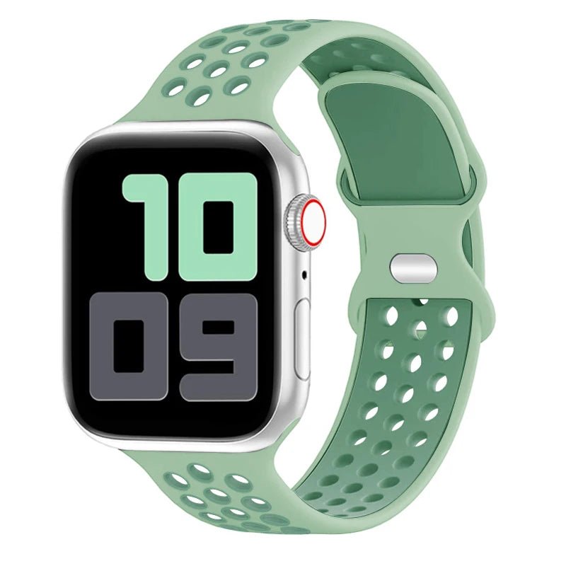Apple Watch Modernes Sport Armband - 5 6 7 8 9 - 38 bis 45 mm, Silikon Apple Watch 5 6 7 8 9 Sport Luftlöcher ersatz armband neu trend schön online bestellen kaufen super silikon mint hell grün Smartwatch Armband online kaufen günstig bestellen