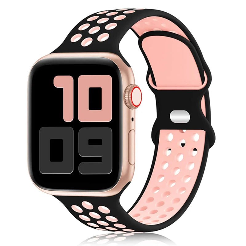 Apple Watch Modernes Sport Armband - 5 6 7 8 9 - 38 bis 45 mm, Silikon Apple Watch 5 6 7 8 9 Sport Luftlöcher ersatz armband neu trend schön online bestellen kaufen super silikon pink rosa rose schwarz Smartwatch Armband online kaufen günstig bestellen