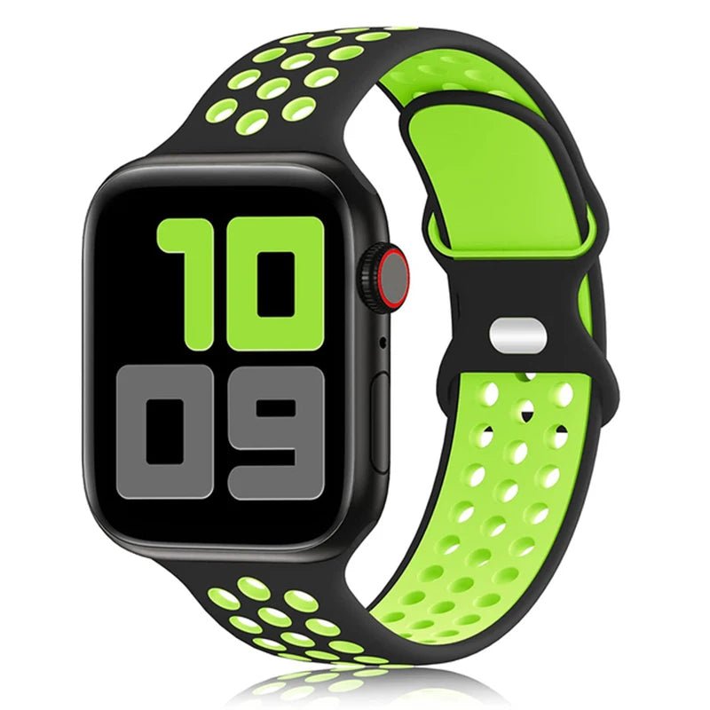 Apple Watch Modernes Sport Armband - 5 6 7 8 9 - 38 bis 45 mm, Silikon Apple Watch 5 6 7 8 9 Sport Luftlöcher ersatz armband neu trend schön online bestellen kaufen super silikon grau neon grün Smartwatch Armband online kaufen günstig bestellen