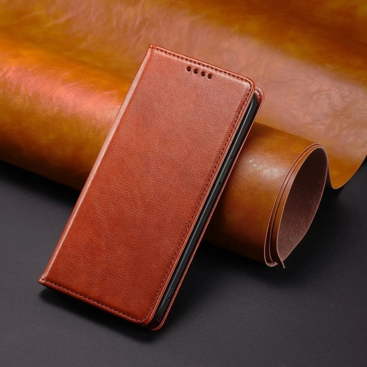 Galaxy A14/ A15/ A25 - Brieftasche/ Magnetische Flip Schutz Hülle mit Kartenfach Samsung Galaxy A14 A15 A25 Leder Schutz Hülle neu Trend Modern Günstig Bestellen Kaufen Leder Kartenfach Magsafe magnetisch Flip Case orange braun Handy Schutz Hülle online kaufen günstig bestellen