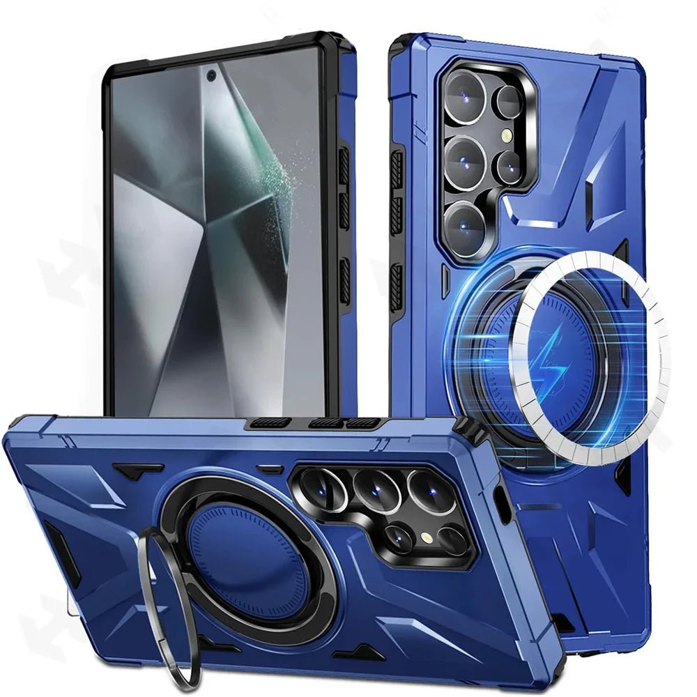 Galaxy A15/ A14 - Robuste MagSafe Schutz Bumper Hülle mit Ständer, Militär Stoßfest Galaxy A15 A14 Militärische Tarnung, Stoßfeste Schutzhülle mit Ständer bumper case stoßfest sicher robust bumper magsafe neu online günstig kaufen bestellen blau Handy Schutz Hülle online kaufen günstig bestellen