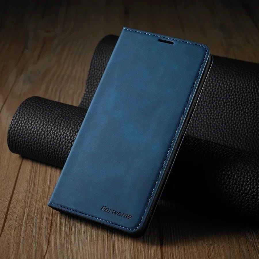 Galaxy A15/ A25/ A14 - Lederoptik Brieftasche Flip Hülle mit Kartenfach Samsung Galaxy A15 A25 A14 Leder Schutz Hülle neu Trend Modern Günstig Bestellen Kaufen Leder Kartenfach Magsafe magnetisch Flip Case blau Handy Schutz Hülle online kaufen günstig bestellen