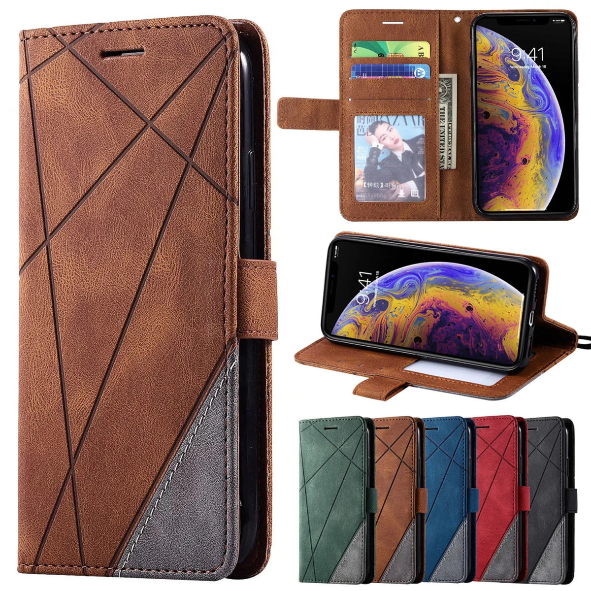 Galaxy A15/ A25 - TPU Lederoptik Brieftasche Flip Schutz Hülle mit Kartenfach, Magnetisch Samsung Galaxy A15 A25 Leder Schutz Hülle neu Trend Modern Günstig Bestellen Kaufen Leder Kartenfach Magsafe magnetisch Flip Case Handy Schutz Hülle online kaufen günstig bestellen