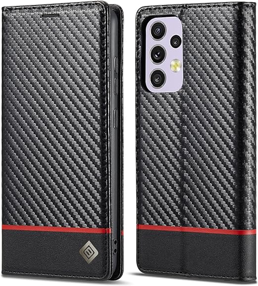 Galaxy A34/ A33 - Kohlefaser Flip Lederoptik Hülle mit Magnetischer Abdeckung und Kartenfach Handy Hülle online kaufen günstig bestellen