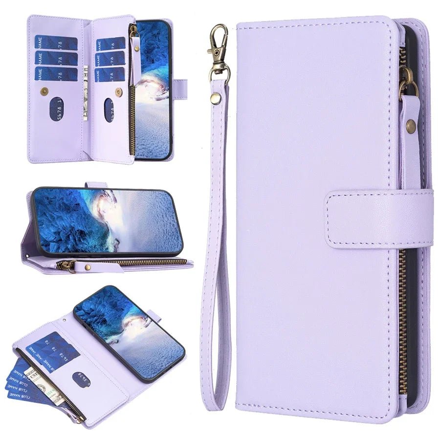 Galaxy A54/ A55 - Schutz Hülle mit Kartenfach/ Portemonnaie Samsung Galaxy A54 A55 5G Schutz Hülle neu Trend Modern Günstig Bestellen Kaufen Leder Kartenfach Magsafe magnetisch flip case cover kaufen lila violett Handy Schutz Hülle online kaufen günstig bestellen