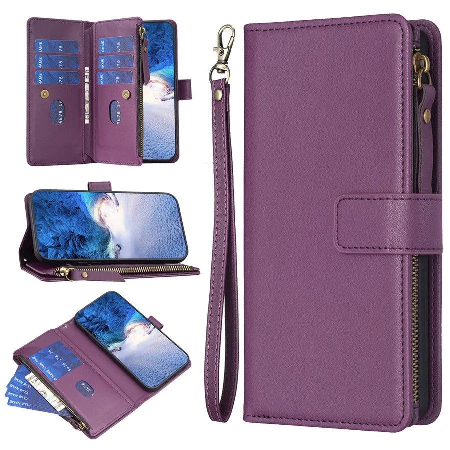Galaxy A54/ A55 - Schutz Hülle mit Kartenfach/ Portemonnaie Samsung Galaxy A54 A55 5G Schutz Hülle neu Trend Modern Günstig Bestellen Kaufen Leder Kartenfach Magsafe magnetisch flip case cover kaufen lila Handy Schutz Hülle online kaufen günstig bestellen