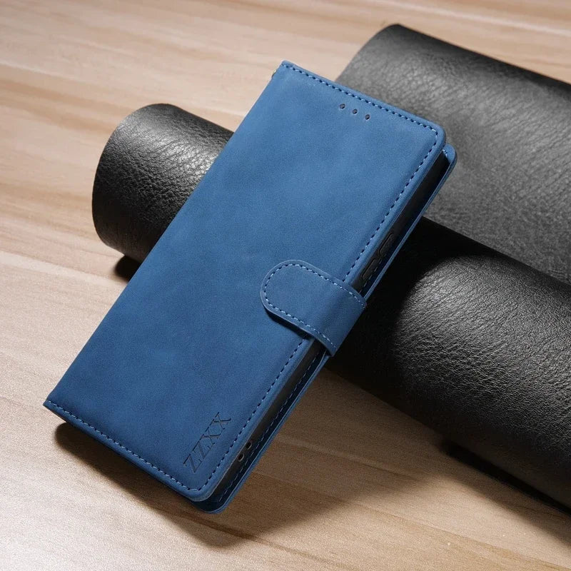 Galaxy A55/ A54/ A53 - Flip Schutz Hülle mit Kartenfach, Geldfach, Brieftasche Samsung Galaxy A53 A54 A55 5G Schutz Hülle neu Trend Modern Günstig Bestellen Kaufen Leder Kartenfach Magsafe magnetisch flip case cover kaufen Geldfach stoff blau Handy Schutz Hülle online kaufen günstig bestellen