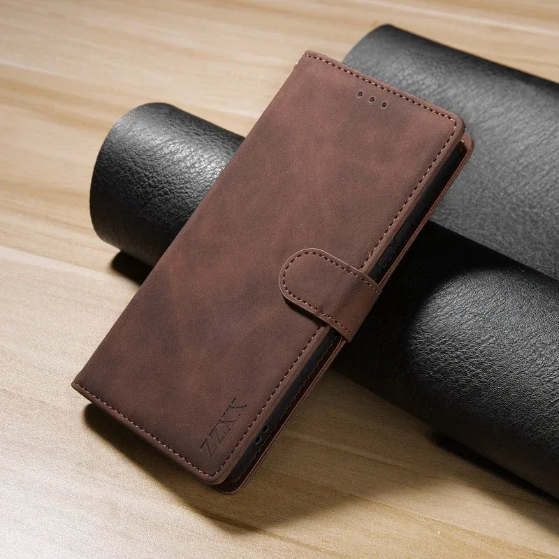Galaxy A55/ A54/ A53 - Flip Schutz Hülle mit Kartenfach, Geldfach, Brieftasche Samsung Galaxy A53 A54 A55 5G Schutz Hülle neu Trend Modern Günstig Bestellen Kaufen Leder Kartenfach Magsafe magnetisch flip case cover kaufen Geldfach stoff dunkel braun coffee Handy Schutz Hülle online kaufen günstig bestellen