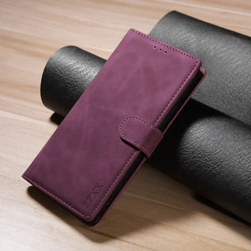 Galaxy A55/ A54/ A53 - Flip Schutz Hülle mit Kartenfach, Geldfach, Brieftasche Samsung Galaxy A53 A54 A55 5G Schutz Hülle neu Trend Modern Günstig Bestellen Kaufen Leder Kartenfach Magsafe magnetisch flip case cover kaufen Geldfach stoff wein rot lila Handy Schutz Hülle online kaufen günstig bestellen