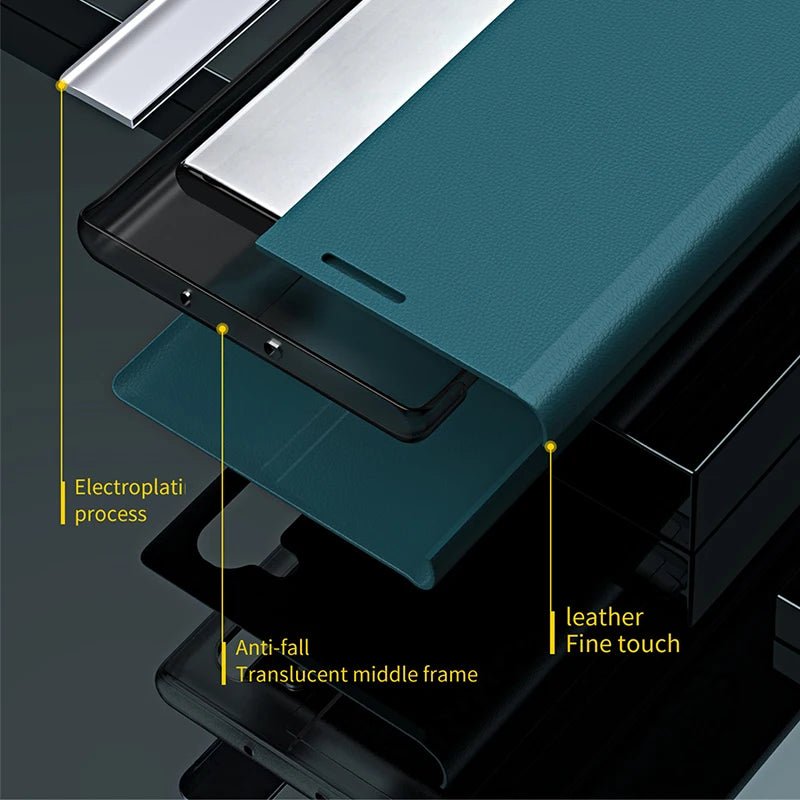 Galaxy S22/ S22 Plus/ S22 Ultra - Magnetisch Luxus Kunstleder Hülle Flip mit Display Abdeckung Handy Hülle online kaufen günstig bestellen