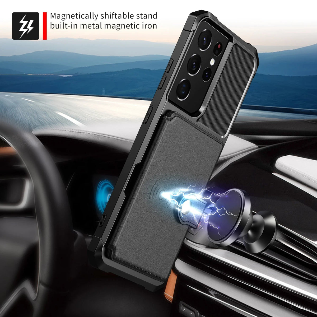 Galaxy S22/ S22 Plus/ S22 Ultra - Schutz Hülle mit Magnetischer PU Lederoptik Brieftasche und Kartenfach Handy Hülle online kaufen günstig bestellen
