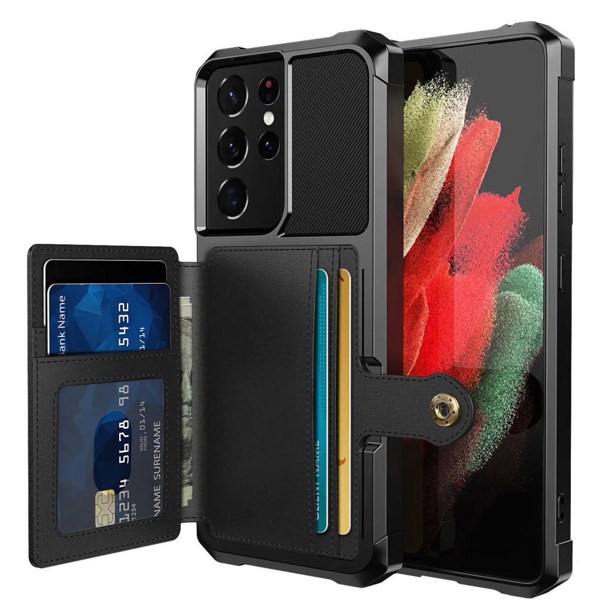 Galaxy S22/ S22 Plus/ S22 Ultra - Schutz Hülle mit Magnetischer PU Lederoptik Brieftasche und Kartenfach Handy Hülle online kaufen günstig bestellen