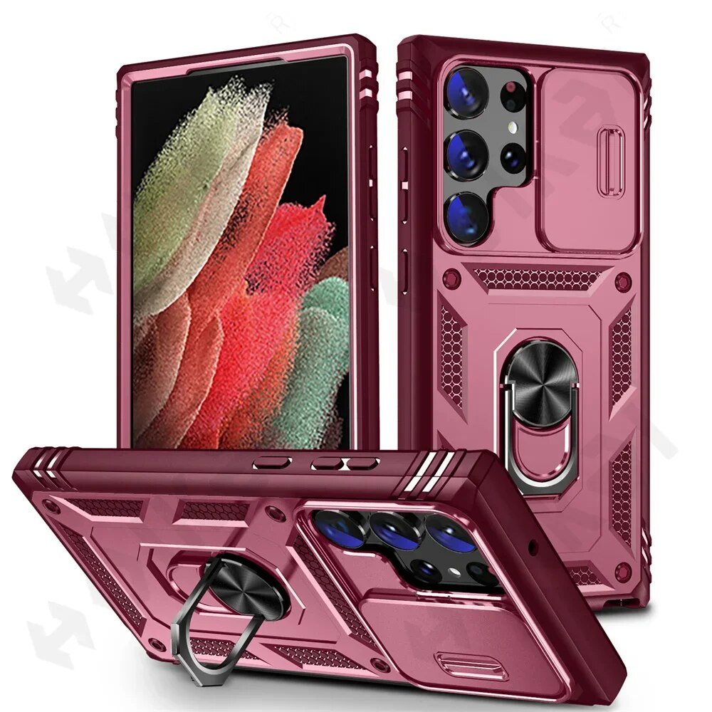Galaxy S22/ S22 Plus/ S22 Ultra - Slide Camera 360 Degree Rotate Kickstand Heavy Grade Cover 47158249521494|47158249554262|47158249587030 online kaufen günstig bestellen