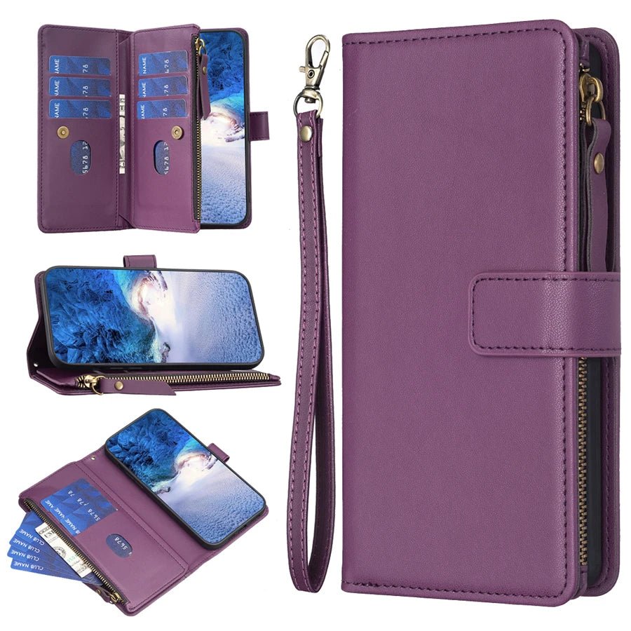 Galaxy S23/ S23 FE/ S23 Plus/ S23 Ultra - Schutz Hülle mit Kartenfach/ Portemonnaie Display Schutz Samsung Galaxy S23 Plus Ultra S23 FE Schutz Hülle neu Trend Modern Günstig Bestellen Kaufen Leder Kartenfach Magsafe magnetisch flip case cover kaufen lila Handy Schutz Hülle online kaufen günstig bestellen