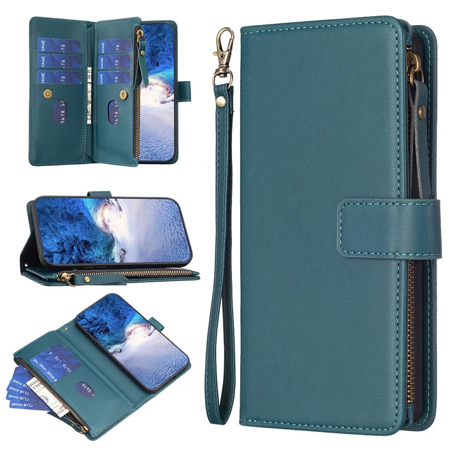 Galaxy S23/ S23 FE/ S23 Plus/ S23 Ultra - Schutz Hülle mit Kartenfach/ Portemonnaie Display Schutz Samsung Galaxy S23 Plus Ultra S23 FE Schutz Hülle neu Trend Modern Günstig Bestellen Kaufen Leder Kartenfach Magsafe magnetisch flip case cover kaufen grün Handy Schutz Hülle online kaufen günstig bestellen