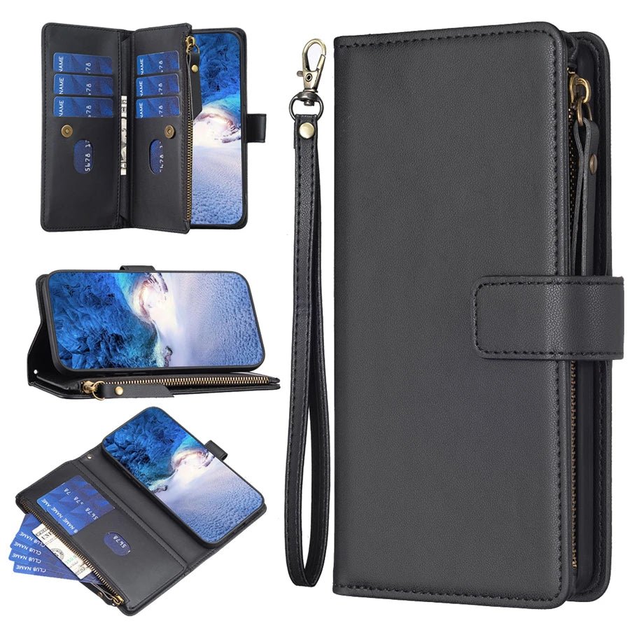 Galaxy S23/ S23 FE/ S23 Plus/ S23 Ultra - Schutz Hülle mit Kartenfach/ Portemonnaie Display Schutz Samsung Galaxy S23 Plus Ultra S23 FE Schutz Hülle neu Trend Modern Günstig Bestellen Kaufen Leder Kartenfach Magsafe magnetisch flip case cover kaufen schwarz Handy Schutz Hülle online kaufen günstig bestellen