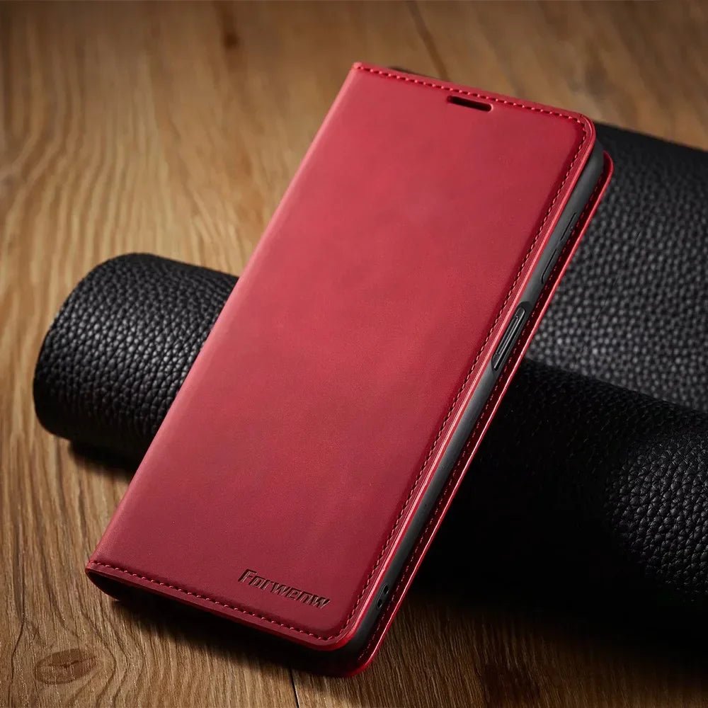 Galaxy S24/ S24 Plus/ S24 Ultra - Klapp Flip Schutz Hülle mit Kartenfach Samsung Galaxy S24 Plus Ultra Schutz Hülle neu Trend Modern Günstig Bestellen Kaufen Leder Kartenfach Magsafe magnetisch cover case rot Handy Schutz Hülle online kaufen günstig bestellen