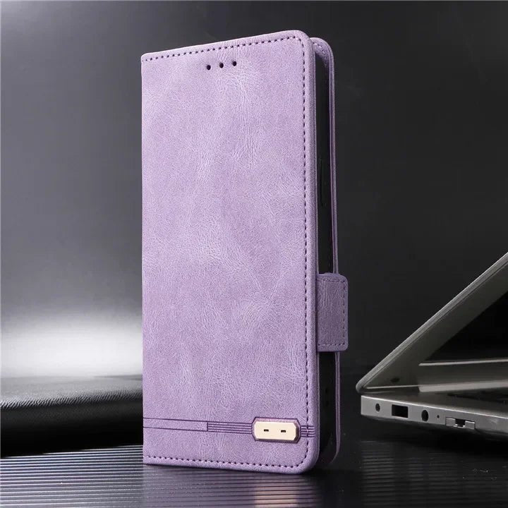 Galaxy S24/ S24 Plus/ S24 Ultra - Lederoptik Schutz Hülle mit Abdeckung + Displayschutz/ Brieftasche/ Kartenfach Magnetisch Samsung Galaxy S24 Plus Ultra Schutz Hülle neu Trend Modern Günstig Bestellen Kaufen Leder Kartenfach Magsafe magnetisch lila Handy Hülle online kaufen günstig bestellen