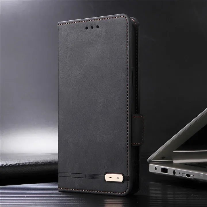 Galaxy S24/ S24 Plus/ S24 Ultra - Lederoptik Schutz Hülle mit Abdeckung + Displayschutz/ Brieftasche/ Kartenfach Magnetisch Samsung Galaxy S24 Plus Ultra Schutz Hülle neu Trend Modern Günstig Bestellen Kaufen Leder Kartenfach Magsafe magnetisch Schwarz Handy Hülle online kaufen günstig bestellen