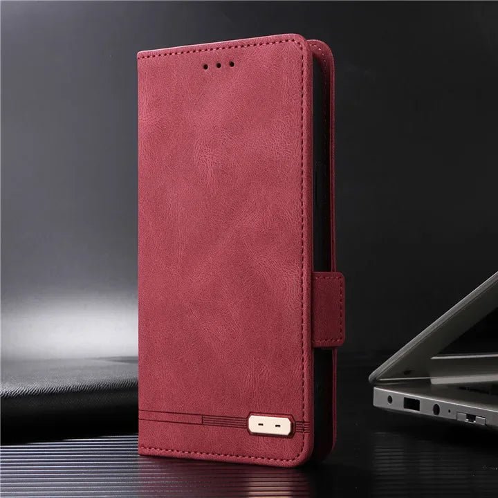 Galaxy S24/ S24 Plus/ S24 Ultra - Lederoptik Schutz Hülle mit Abdeckung + Displayschutz/ Brieftasche/ Kartenfach Magnetisch Samsung Galaxy S24 Plus Ultra Schutz Hülle neu Trend Modern Günstig Bestellen Kaufen Leder Kartenfach Magsafe magnetisch rot Handy Hülle online kaufen günstig bestellen