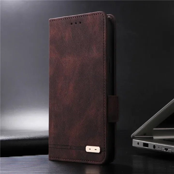Galaxy S24/ S24 Plus/ S24 Ultra - Lederoptik Schutz Hülle mit Abdeckung + Displayschutz/ Brieftasche/ Kartenfach Magnetisch Samsung Galaxy S24 Plus Ultra Schutz Hülle neu Trend Modern Günstig Bestellen Kaufen Leder Kartenfach Magsafe magnetisch braun Handy Hülle online kaufen günstig bestellen