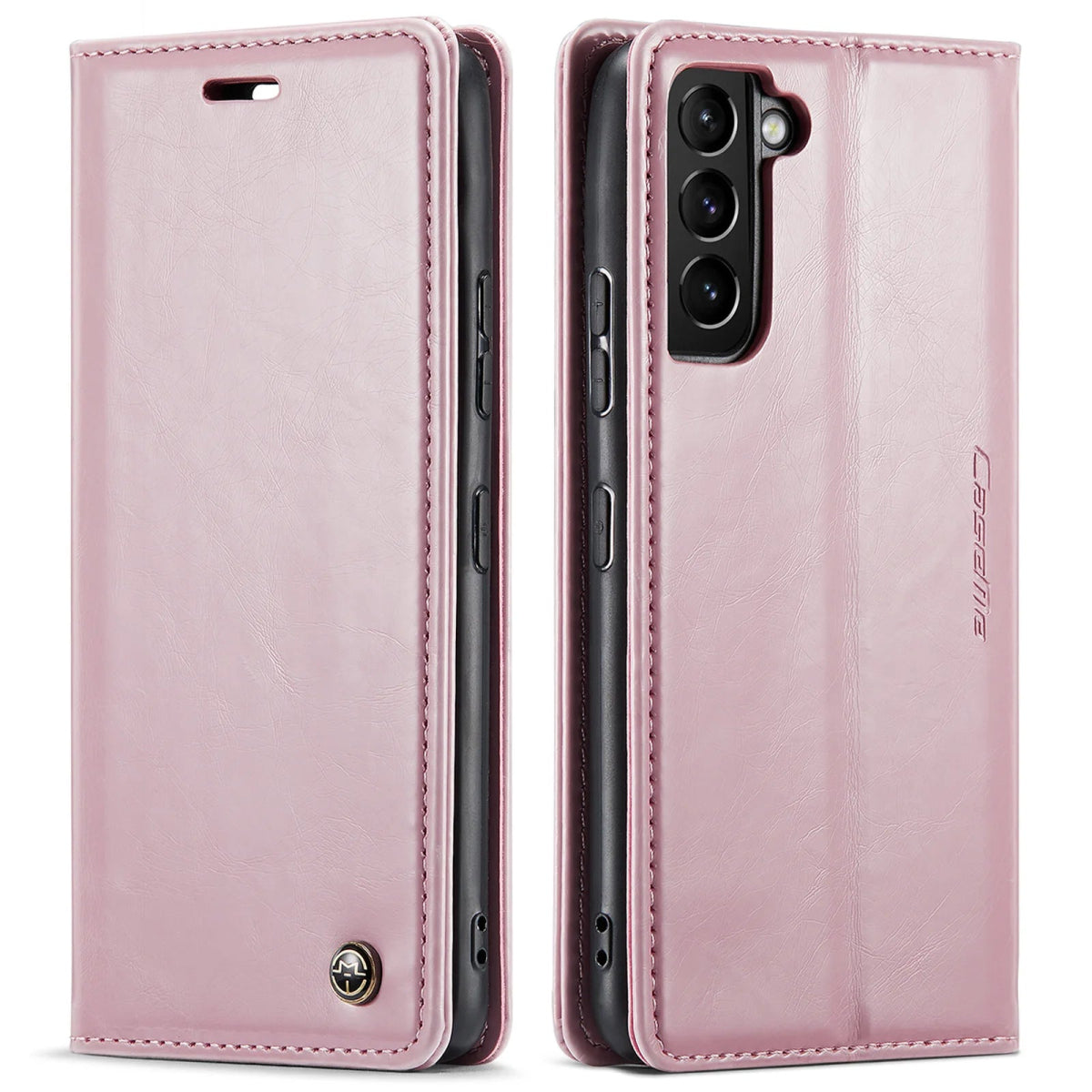 Galaxy S24/ S24 Plus/ S24 Ultra - Lederoptik Schutz Hülle mit Kartenfach Samsung Galaxy S24 Plus Ultra Schutz Hülle neu Trend Modern Günstig Bestellen Kaufen Leder Kartenfach Magsafe magnetisch flip case cover kaufen rosa pink rose Handy Schutz Hülle online kaufen günstig bestellen