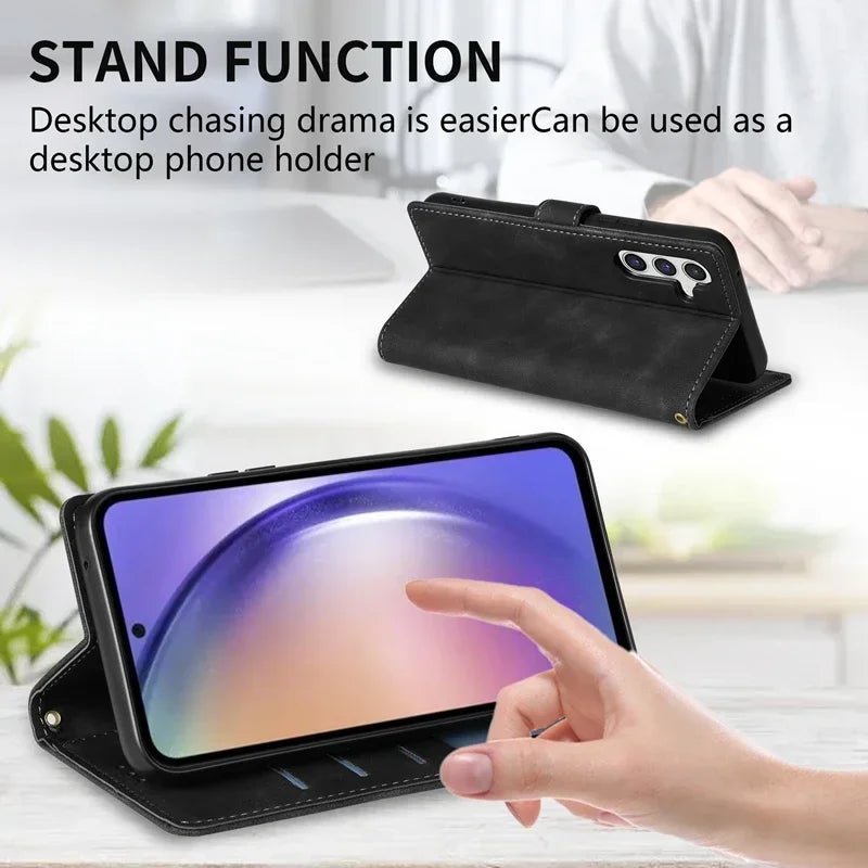 Galaxy S24/ S24 Plus/ S24 Ultra - Lederoptik Brieftasche Flip mit Kartenfach Samsung Galaxy S24 Plus Ultra Schutz Hülle neu Trend Modern Günstig Bestellen Kaufen Leder Kartenfach Magsafe magnetisch flip case cover schutz kaufen Handy Schutz Hülle online kaufen günstig bestellen
