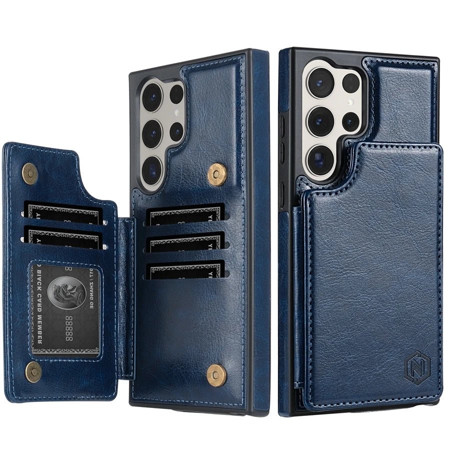 Galaxy S24/ S24 Plus/ S24 Ultra - Lederoptik Schutz Hülle Brieftasche Flip mit Kartenfach Samsung Galaxy S24 Plus Ultra Schutz Hülle neu Trend Modern Günstig Bestellen Kaufen Leder Kartenfach Magsafe magnetisch flip case cover schutz kaufen blau Handy Schutz Hülle online kaufen günstig bestellen