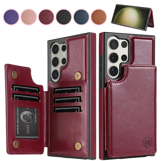 Galaxy S24/ S24 Plus/ S24 Ultra - Lederoptik Schutz Hülle Brieftasche Flip mit Kartenfach Samsung Galaxy S24 Plus Ultra Schutz Hülle neu Trend Modern Günstig Bestellen Kaufen Leder Kartenfach Magsafe magnetisch flip case cover schutz kaufen Handy Schutz Hülle online kaufen günstig bestellen