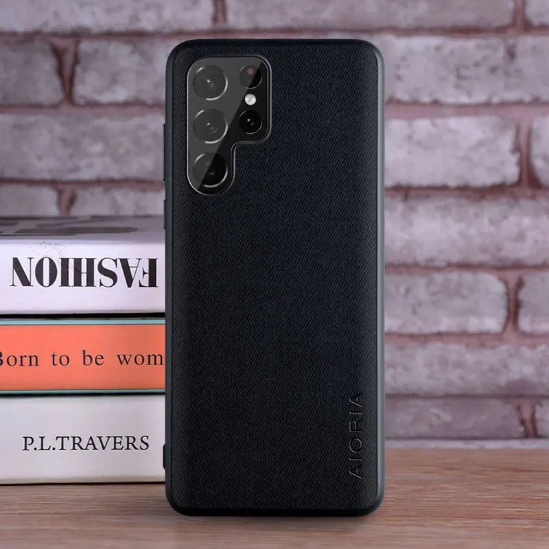 Galaxy S24/ S24 Plus/ S24 Ultra - Luxus Hülle mit Textil Schutz Bezug Samsung Galaxy S24 Plus Ultra Schutz Hülle neu Trend Modern Günstig Bestellen Magsafe magnetisch schwarz Handy Schutz Hülle online kaufen günstig bestellen