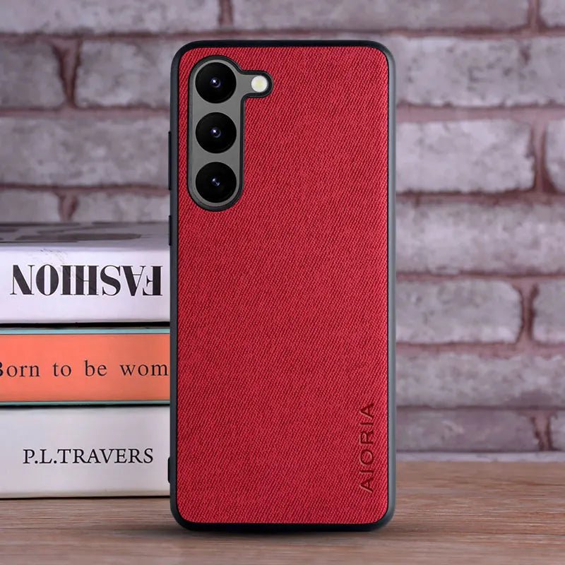 Galaxy S24/ S24 Plus/ S24 Ultra - Luxus Hülle mit Textil Schutz Bezug Samsung Galaxy S24 Plus Ultra Schutz Hülle neu Trend Modern Günstig Bestellen Magsafe magnetisch rot Aioria Handy Schutz Hülle online kaufen günstig bestellen