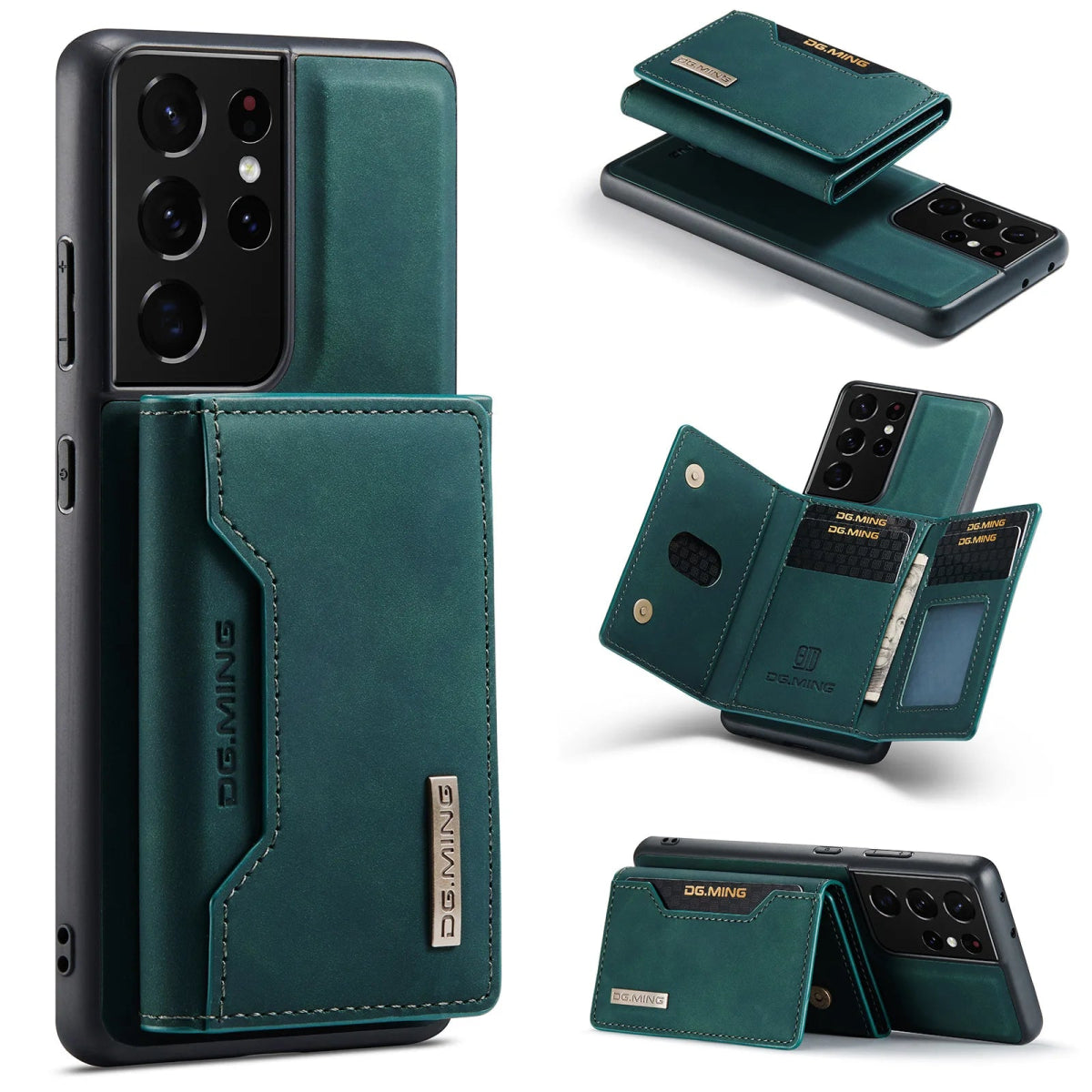 Galaxy S24/ S24 Plus/ S24 Ultra - Luxus Lederoptik mit Magnetischem Portemonnaie Samsung Galaxy S24 Plus Ultra Schutz Hülle neu Trend Modern Günstig Bestellen Kaufen Leder Kartenfach Magsafe magnetisch Portemonnaie grün türkis Handy Schutz Hülle online kaufen günstig bestellen