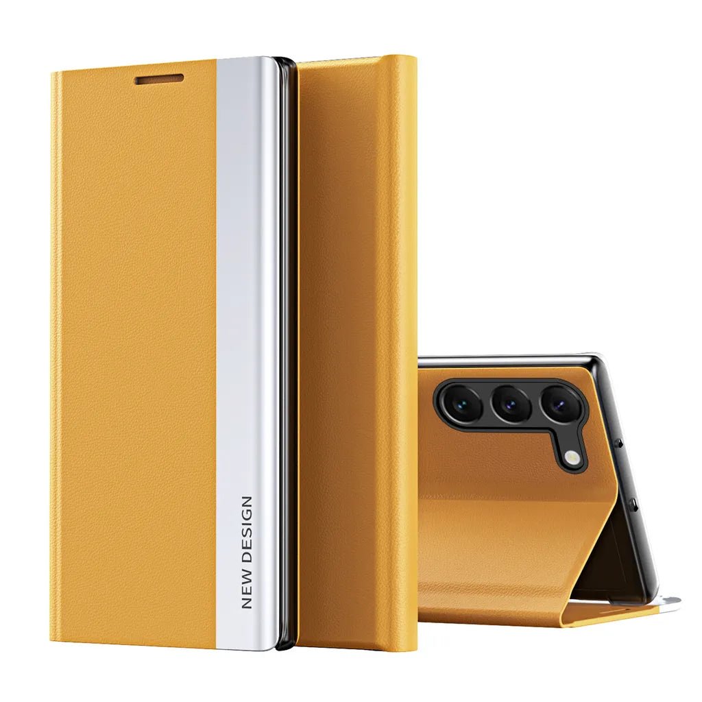 Galaxy S24/ S24 Plus/ S24 Ultra - Magnetische Hülle Flip mit Display Schutz, Stoßfest Samsung Galaxy S24 Plus Ultra Schutz Hülle neu Trend Modern Günstig Bestellen Magsafe magnetisch gelb Handy Schutz Hülle online kaufen günstig bestellen