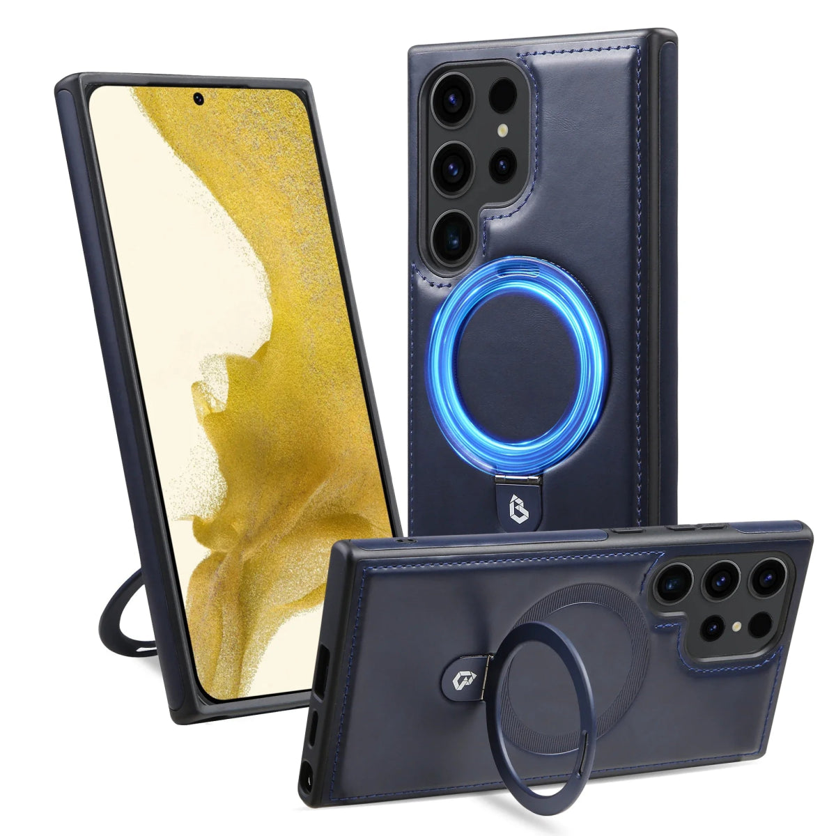 Galaxy S24/ S24 Plus/ S24 Ultra - MagSafe Lederoptik Schutz Hülle mint Ring Halter Samsung Galaxy S24 Plus Ultra Leder Schutz Hülle neu Trend Modern Günstig Bestellen Kaufen Leder Kartenfach Magsafe magnetisch cover case flip kaufen bestellen magsafe dunkel blau Handy Schutz Hülle online kaufen günstig bestellen