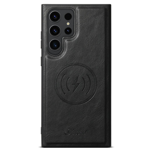 Galaxy S24/ S24 Plus/ S24 Ultra - Moderne Lederoptik Hülle Magnetisch Samsung Galaxy S24 Plus Ultra Schutz Hülle neu Trend Modern Günstig Bestellen Kaufen Leder Kartenfach Magsafe magnetisch flip case cover kaufen schwarz Handy Schutz Hülle online kaufen günstig bestellen