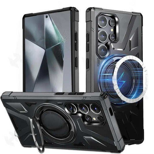 Galaxy S24/ S24 Plus/ S24 Ultra - Robuste MagSafe Schutz Bumper Hülle mit Ständer, Stoßfest Galaxy S24 plus s24 Ultra Militärische Tarnung, Stoßfeste Schutzhülle mit Ständer bumper case stoßfest sicher robust bumper magsafe neu online günstig kaufen bestellen schwarz Handy Schutz Hülle online kaufen günstig bestellen