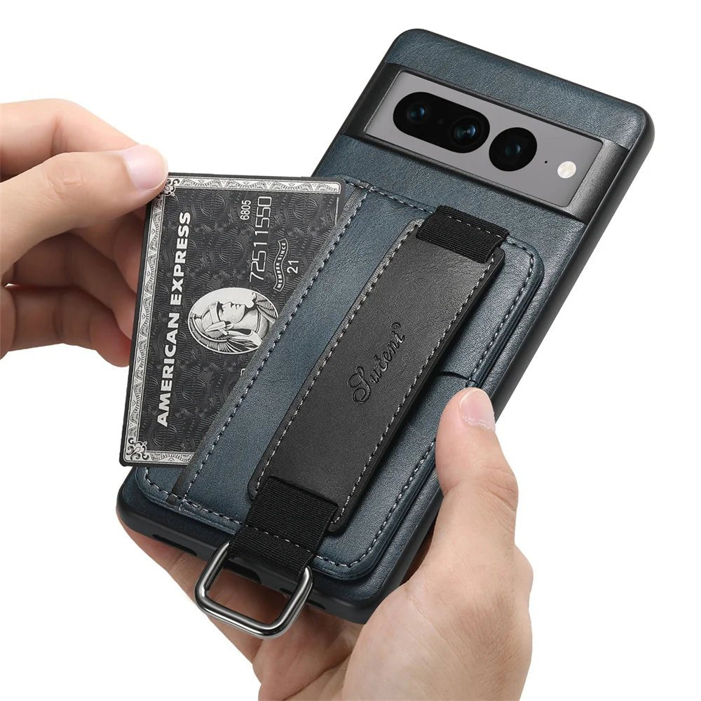Google Pixel 7/ 7 Pro/ 7 A/ 8/ 8 Pro - Elegante Lederoptik Brieftasche Schutz Hülle mit Kartenfach google pixel 7 pro 7 a 8 pro business leder schutz hülle aluminium magsafe cover case flip kaufen online günstig bestellen stoßfest super bumper Handy Schutz Hülle online kaufen günstig bestellen