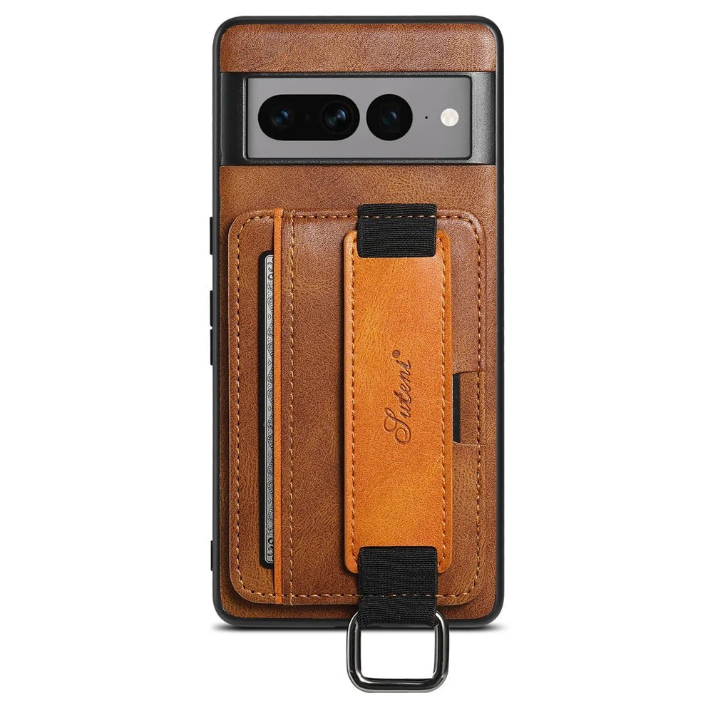 Google Pixel 7/ 7 Pro/ 7 A/ 8/ 8 Pro - Elegante Lederoptik Brieftasche Schutz Hülle mit Kartenfach google pixel 7 pro 7 a 8 pro business leder schutz hülle aluminium magsafe cover case flip kaufen online günstig bestellen stoßfest super bumper braun Handy Schutz Hülle online kaufen günstig bestellen