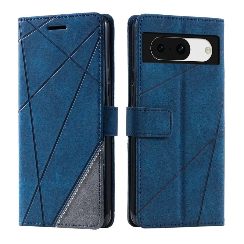 Google Pixel 7/ 7 Pro/ 7 A/ 8/ 8 Pro - PU Lederoptik Schutz Hülle mit Kartenfach, Displayschutz google pixel 7 pro 7 a 8 pro 8 a elegante moderne business leder schutz hülle cover case flip magnetisch abdeckung neu online günstig kaufen bestellen mit kartenfach clip kameraschutz displayschutz premium blau Handy Schutz Hülle online kaufen günstig bestellen