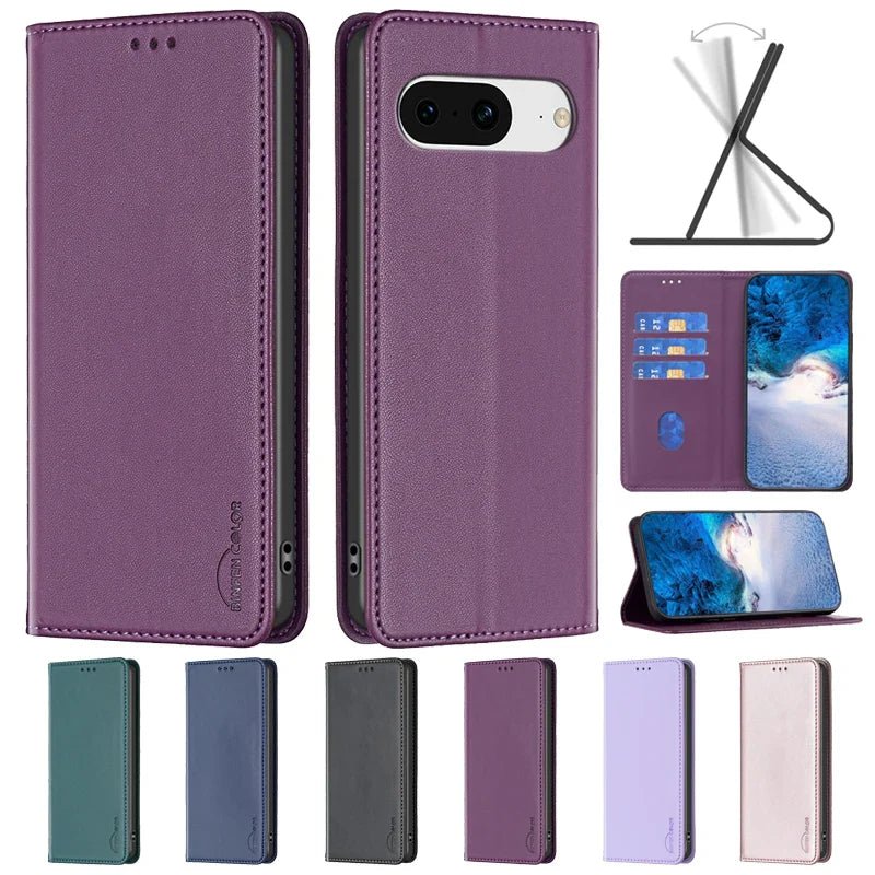 Google Pixel 7/ 7 Pro/ 7 A/ 8/ / 8 Pro - PU Lederoptik Schutz Hülle mit Kartenfach, Stoßfest google pixel 7 pro 7 a 8 pro 8 a elegante moderne business leder schutz hülle cover case flip magnetisch abdeckung neu online günstig kaufen bestellen mit kartenfach Display schutz magnetisch Handy Schutz Hülle online kaufen günstig bestellen