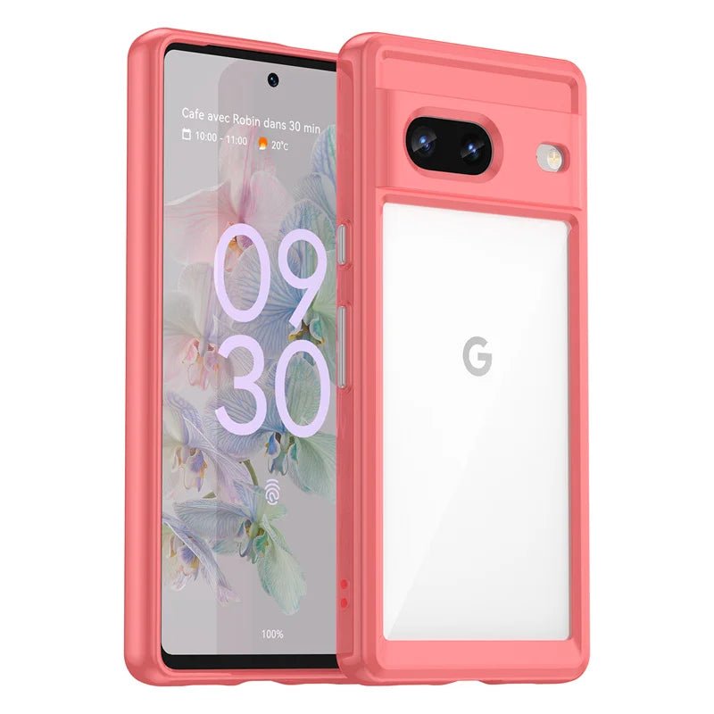 Google Pixel 7/ 7 Pro/ 7 A/ 8/ 8 Pro - Stoßfeste Transparente Schutz Hülle, Kratz und Stoßfest google pixel 7 pro 7 a 8 pro 8 Transparente Rüstung robuste schild kratzfest stoßfeste schutz hülle cover case flip magnetisch abdeckung neu online günstig kaufen bestellen bumper rot rosa pink rose Handy Schutz Hülle online kaufen günstig bestellen