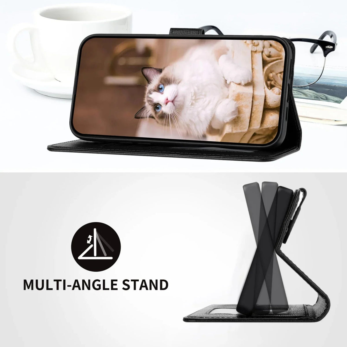 Google Pixel 7/ 7Pro/ 7 A/ 8/ 8 Pro - Katzen Flip Schutz Hülle mit Kartenfach - Brieftasche google pixel 7 a pro 8 pro leder schutz hülle katzen design cartoon online neu günstig kaufen bestellen schön katze für kinder Handy Schutz Hülle online kaufen günstig bestellen