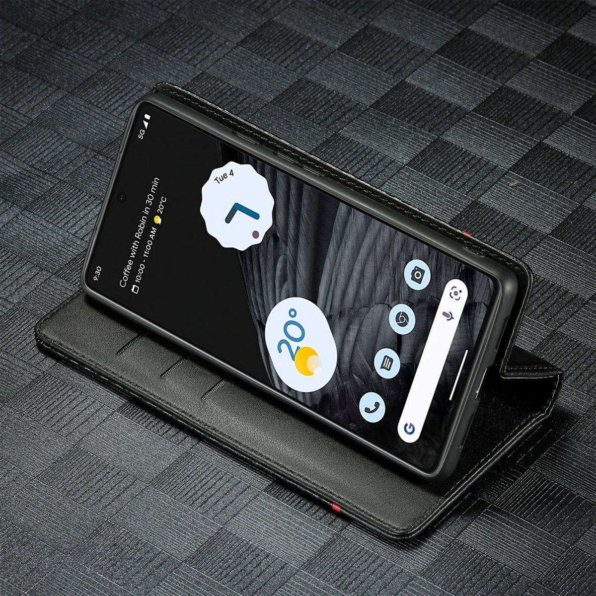 Google Pixel 8/ 8 Pro/ 7/ 7 Pro - Kohlefaser Flip Lederoptik Hülle mit Magnetischer Abdeckung und Kartenfach Handy Hülle online kaufen günstig bestellen