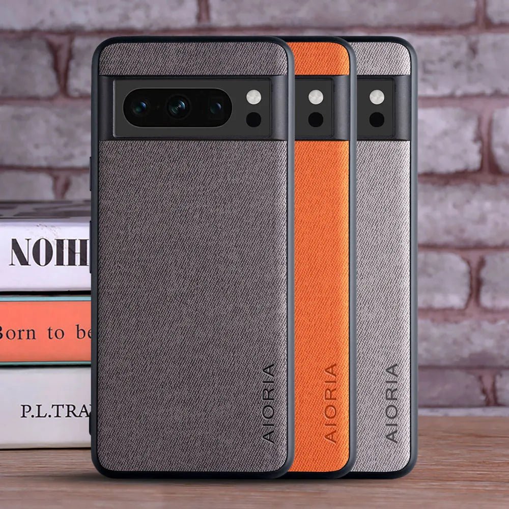 Google Pixel 8/ 8 Pro - Luxus Trend Textil Stoff Lederoptik Schutz Hülle online kaufen günstig bestellen