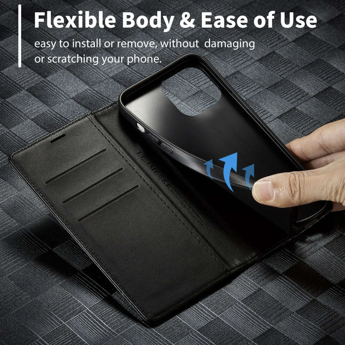 iPhone 14/ Pro/ Plus/ Pro Max - Kohlefaser Flip Lederoptik Hülle mit Magnetischer Abdeckung und Kartenfach Handy Hülle online kaufen günstig bestellen